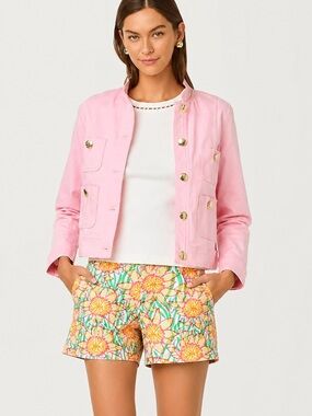 Lilly Pulitzer Walsh Yellow Pink Green Tropical Print Shorts Summer Capsule | S